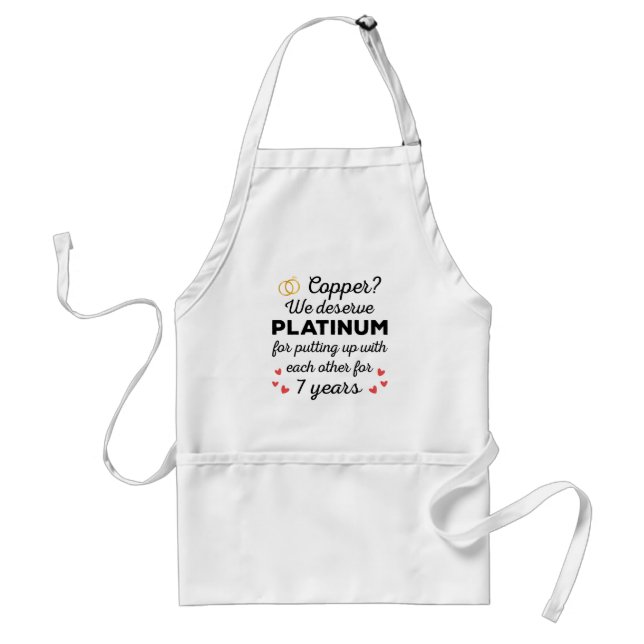 7th Wedding Anniversary I - Copper Funny Couple Adult Apron (Front)