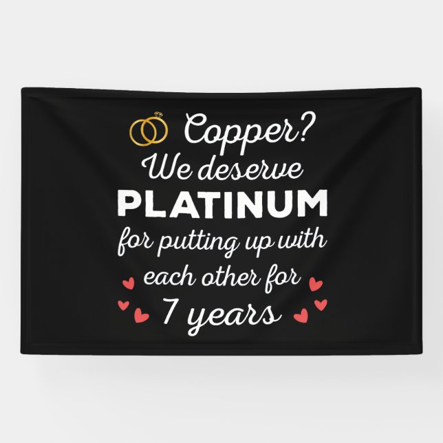 7th Wedding Anniversary I - Copper Funny Couple Banner (Horizontal)