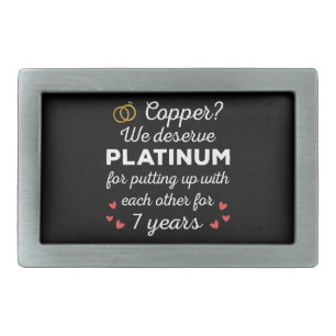7th Wedding Anniversary I - Copper Funny Couple Belt Buckle