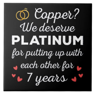 7th Wedding Anniversary I - Copper Funny Couple Ceramic Tile