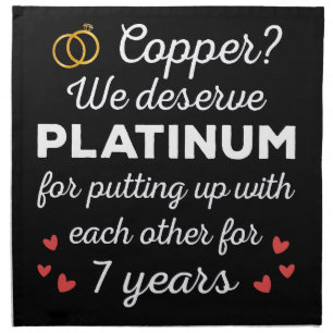 7th Wedding Anniversary I - Copper Funny Couple Cloth Napkin