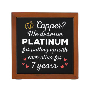 7th Wedding Anniversary I - Copper Funny Couple Desk Organizer