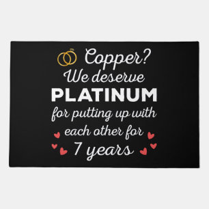 7th Wedding Anniversary I - Copper Funny Couple Doormat
