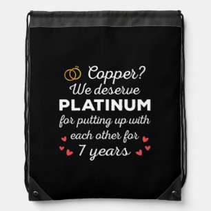 7th Wedding Anniversary I - Copper Funny Couple Drawstring Bag