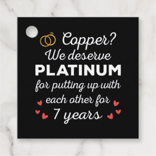 7th Wedding Anniversary I - Copper Funny Couple Favor Tags
