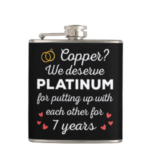 7th Wedding Anniversary I - Copper Funny Couple Flask