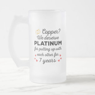 7th Wedding Anniversary I - Copper Funny Couple Frosted Glass Beer Mug