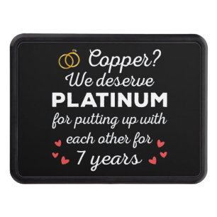 7th Wedding Anniversary I - Copper Funny Couple Hitch Cover