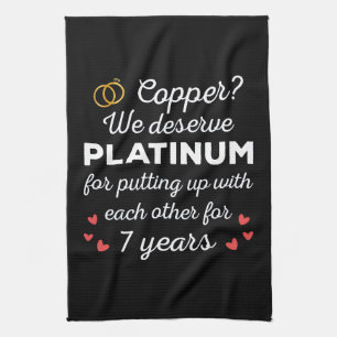 7th Wedding Anniversary I - Copper Funny Couple Kitchen Towel