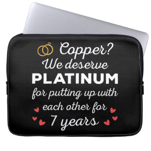 7th Wedding Anniversary I - Copper Funny Couple Laptop Sleeve