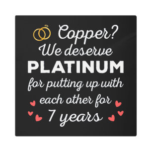 7th Wedding Anniversary I - Copper Funny Couple Metal Print