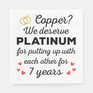 7th Wedding Anniversary I - Copper Funny Couple Napkins