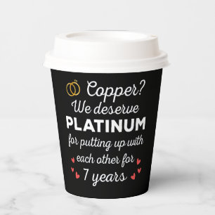 7th Wedding Anniversary I - Copper Funny Couple Paper Cups