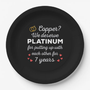 7th Wedding Anniversary I - Copper Funny Couple Paper Plates