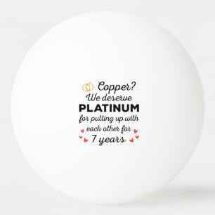 7th Wedding Anniversary I - Copper Funny Couple Ping Pong Ball