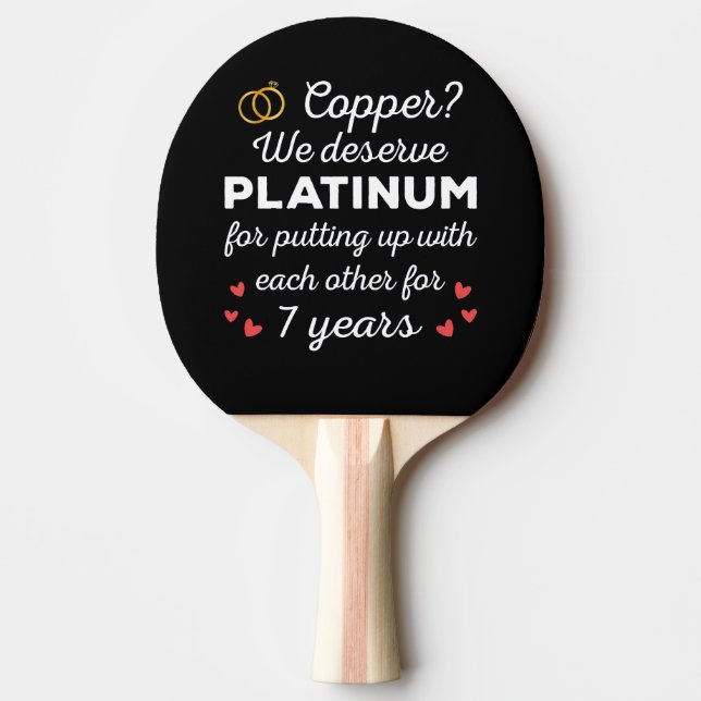 7th Wedding Anniversary I - Copper Funny Couple Ping Pong Paddle (Front)