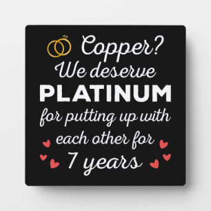 7th Wedding Anniversary I - Copper Funny Couple Plaque