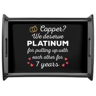7th Wedding Anniversary I - Copper Funny Couple Serving Tray