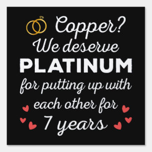 7th Wedding Anniversary I - Copper Funny Couple Sign