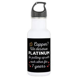 7th Wedding Anniversary I - Copper Funny Couple Stainless Steel Water Bottle
