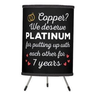 7th Wedding Anniversary I - Copper Funny Couple Tripod Lamp
