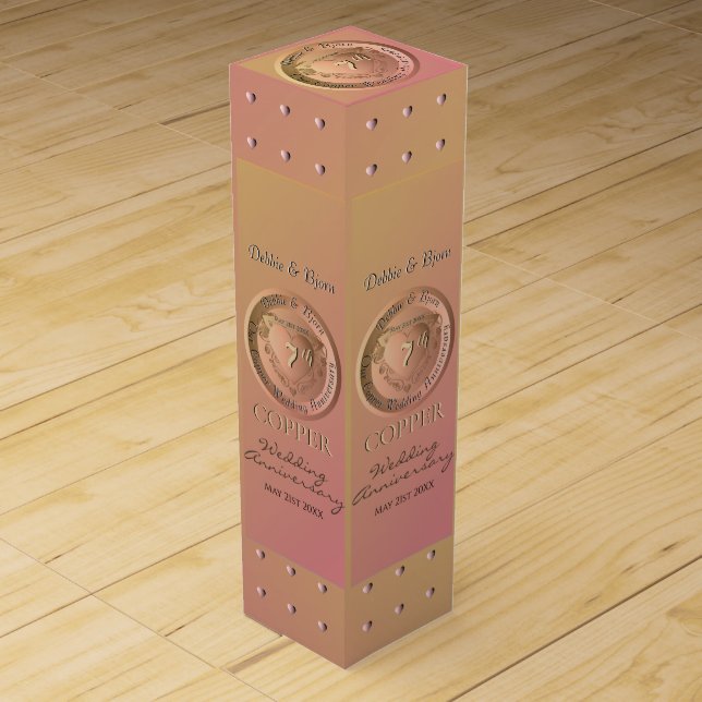 7th Wedding Anniversary Medallion Wine Box (Front)