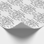 7th wedding anniversary onyx  white black wrapping paper<br><div class="desc">Onyx stone celebrating 7 years of love anniversary white and black wrapping paper. Simple outline heart stone effect line art graphics 7th Wedding Anniversary wrapping paper. Customize with your own seventh wedding anniversary names and marriage from and to years. The 7th wedding anniversary is associated with the gemstone onyx and...</div>