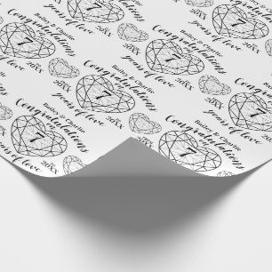 7th wedding anniversary onyx white black wrapping paper