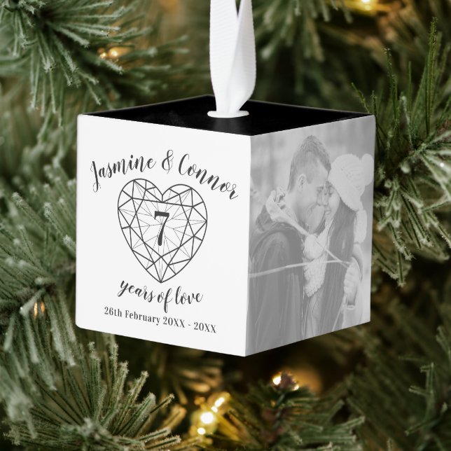 7th Wedding Anniversary photo black onyx Cube Ornament (Tree)
