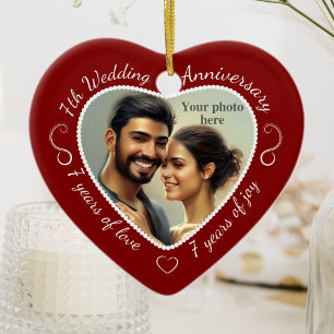 7th Wedding Anniversary Photo Ceramic Ornament