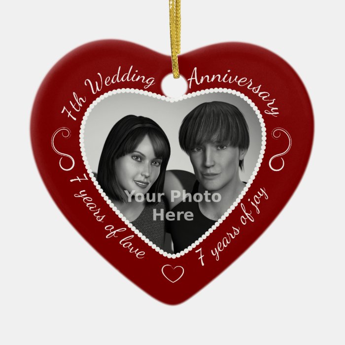 7th Wedding Anniversary Photo Christmas Tree Ornament