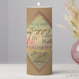 7th Wedding Anniversary Pillar Candle