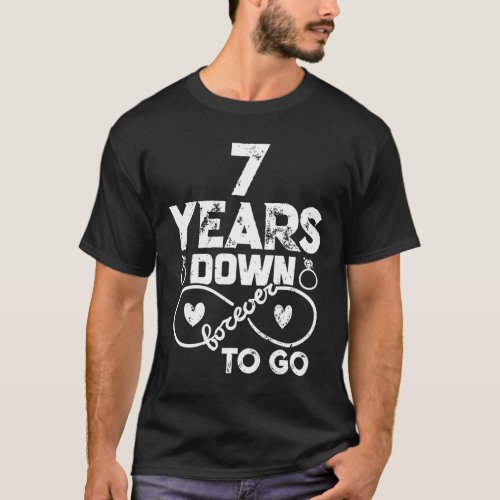 7th Wedding Anniversary Romantic Couple Husband Wi T_Shirt