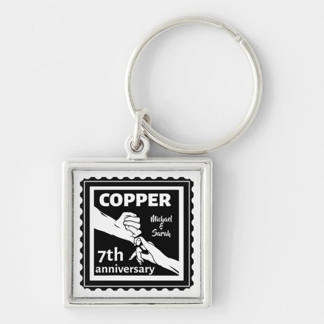 7th wedding anniversary traditional gift iron keychain (Front)