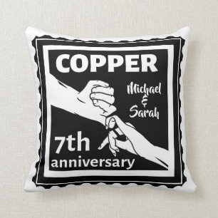 7th wedding anniversary traditional gift iron throw pillow