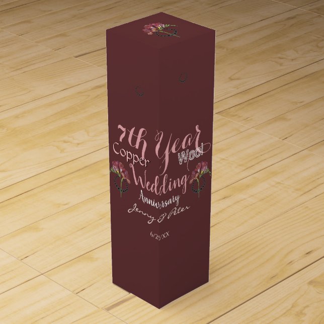 7th Wedding Anniversary Wine Gift Box (Front)