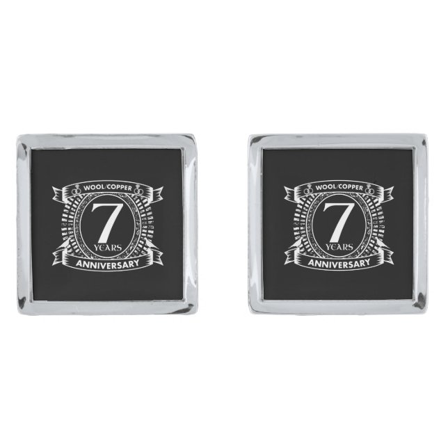 7TH wedding anniversary wool copper Cufflinks (Front)