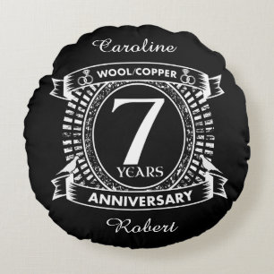7TH wedding anniversary wool copper Round Pillow