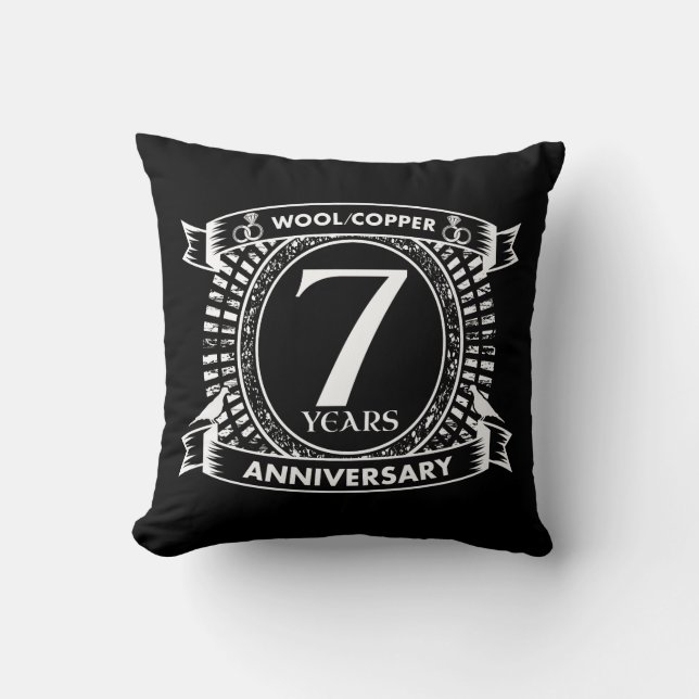 7TH wedding anniversary wool copper Throw Pillow (Front)