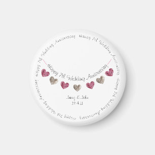 7th wedding anniversary wool heart bunting magnet