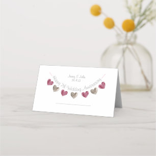 7th Wedding Anniversary wool heart placecard