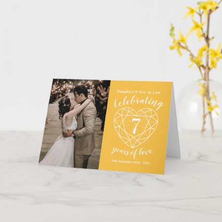 7th Wedding Anniversary Yellow Sapphire Heart Card