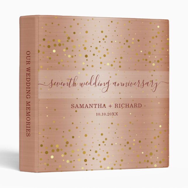 7th Wedding Copper Anniversary Photo Album 3 Ring Binder (Front/Spine)