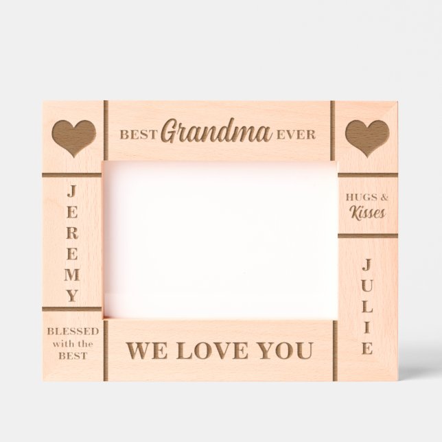 7x5 BEST Grandma Ever Grandkids Names Engraved Frames (Front)