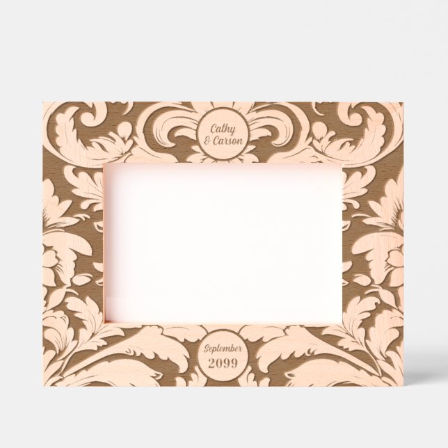 7x5 Landscape Bold Botanical Leaves Custom Text Engraved Frames (Front)