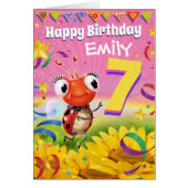 7yrs Custom birthday card Little Ladybug range (Front)