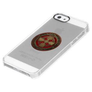 [800] Ancient Celtic Sacred Gold Knot Cross Clear iPhone SE/5/5s Case
