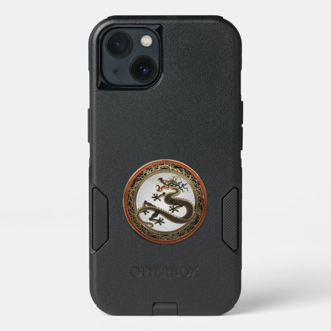 [800] Black and Gold Sacred Eastern Dragon Otterbox iPhone Case (Back)
