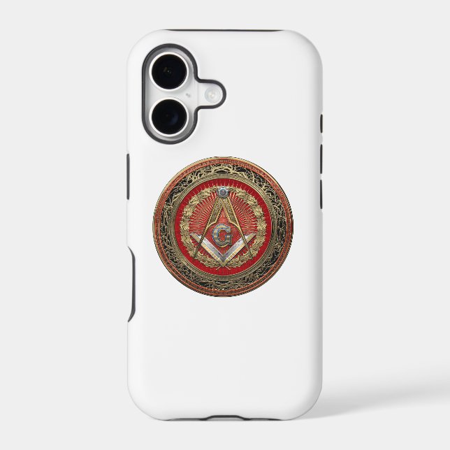 [800] Master Mason - Gold Square & Compasses Iphone Case (Back)