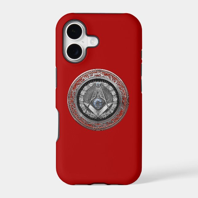 [800] Master Mason - Silver Square & Compasses Iphone Case (Back)